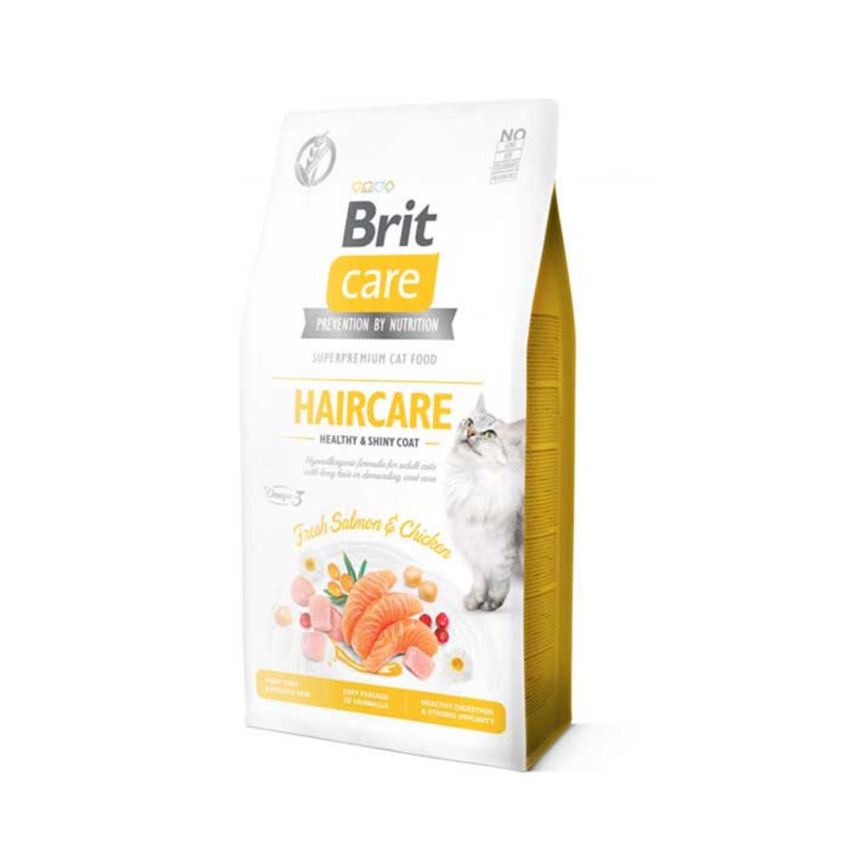 Brit CareBrit Care Hipoalerjenik Haircare Tavuk ve Somonlu Tahılsız Kedi Maması 7 Kg