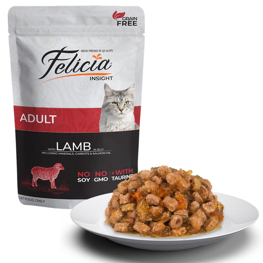 Felicia Yetişkin Kuzu Etli Yaş Kedi Maması 85 Gr.