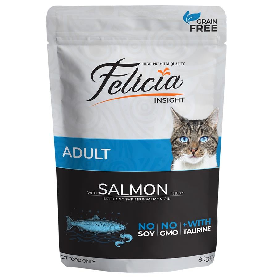 Felicia Yetişkin Somonlu Yaş Kedi Maması 85 Gr.