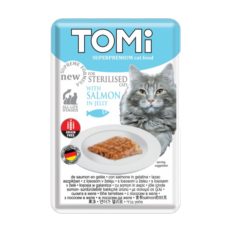 TOMİTomi Somon Ve Yumurta Kısırlaştırılmış Kedi Yaş Mama 85 Gr.