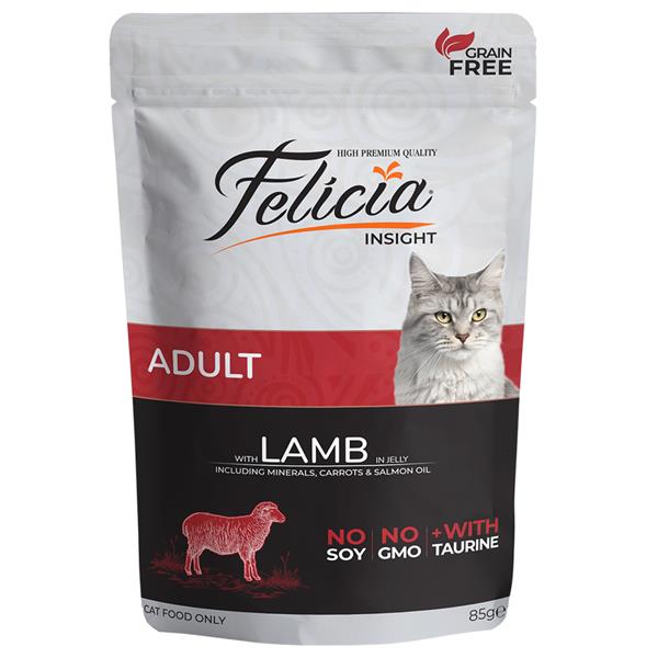 Felicia Yetişkin Kuzu Etli Yaş Kedi Maması 85 Gr.