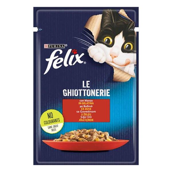 Felix Taze Sığır Etli Jöleli Pouch Yetişkin Kedi Konservesi 85 Gr