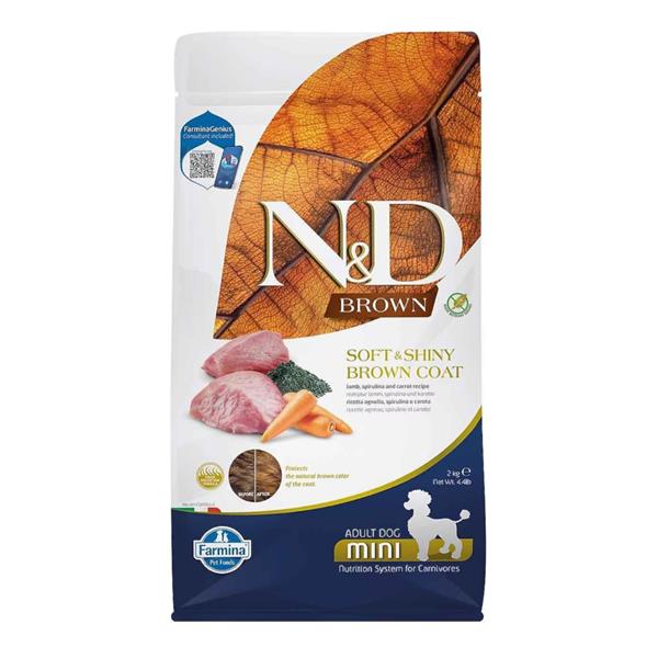 N&D BROWNN&D Brown Kuzu Etli Spirulina ve Havuçlu Küçük Irk Yetişkin Köpek Maması 2kg.