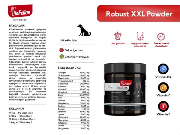 Robust XXL Powder 500g (Köpekler İçin Glokozamin Kolajen Toz)