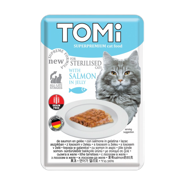 TOMİTomi Somon Ve Yumurta Kısırlaştırılmış Kedi Yaş Mama 85 Gr.