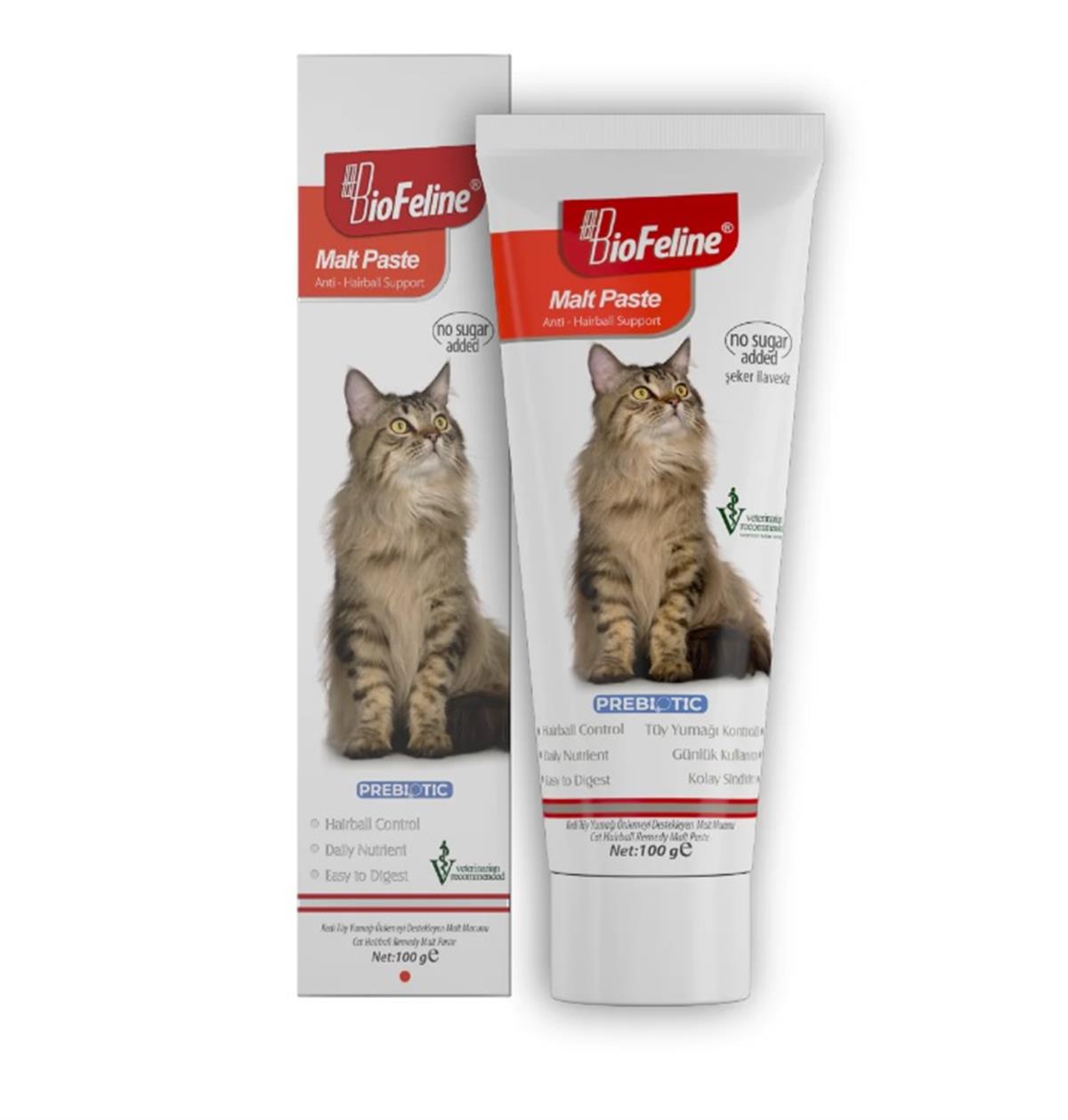 BIOFELİNEMalt Paste 100g (Kediler İçin Tüy Yumağı Önleyici Anti-Hairball Malt Macun)