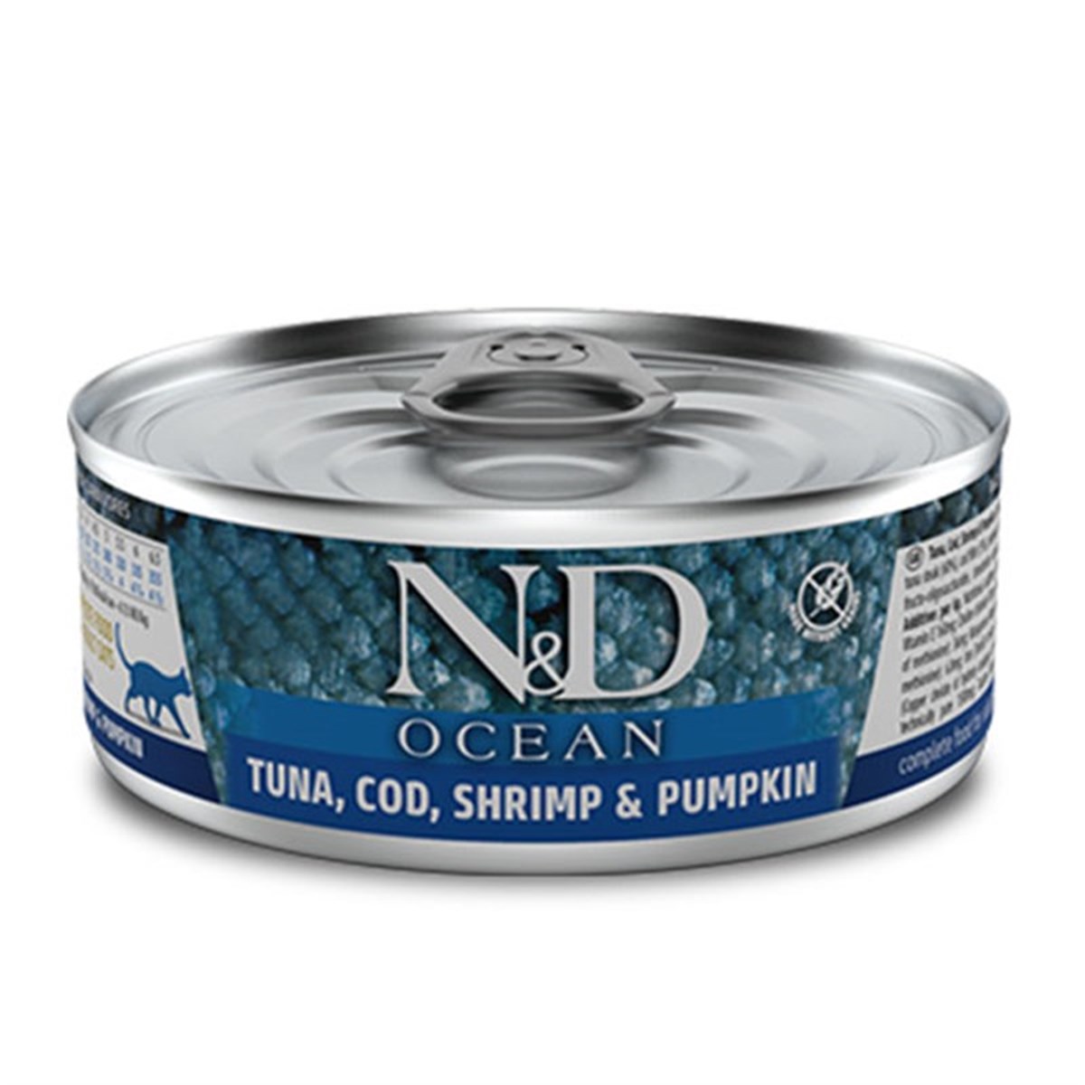 NDN&D Ocean Ton Balık Morina Balık Karides ve Balkabaklı Kedi Konservesi 80 Gr