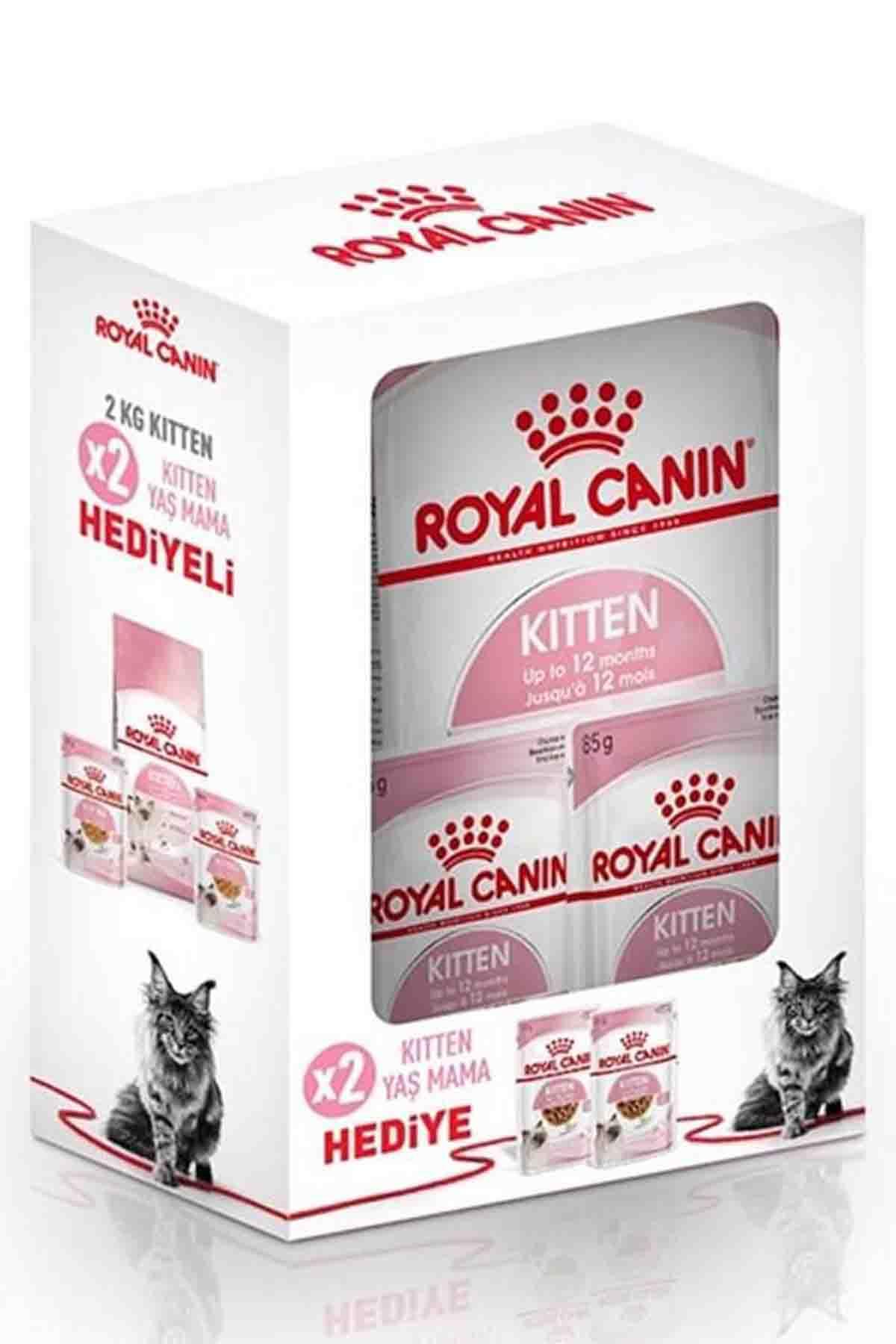ROYAL CANINRoyal Canin Kitten Yavru Kedi Maması 2kg + 2 Adet Kitten Yaş Mama 85gr
