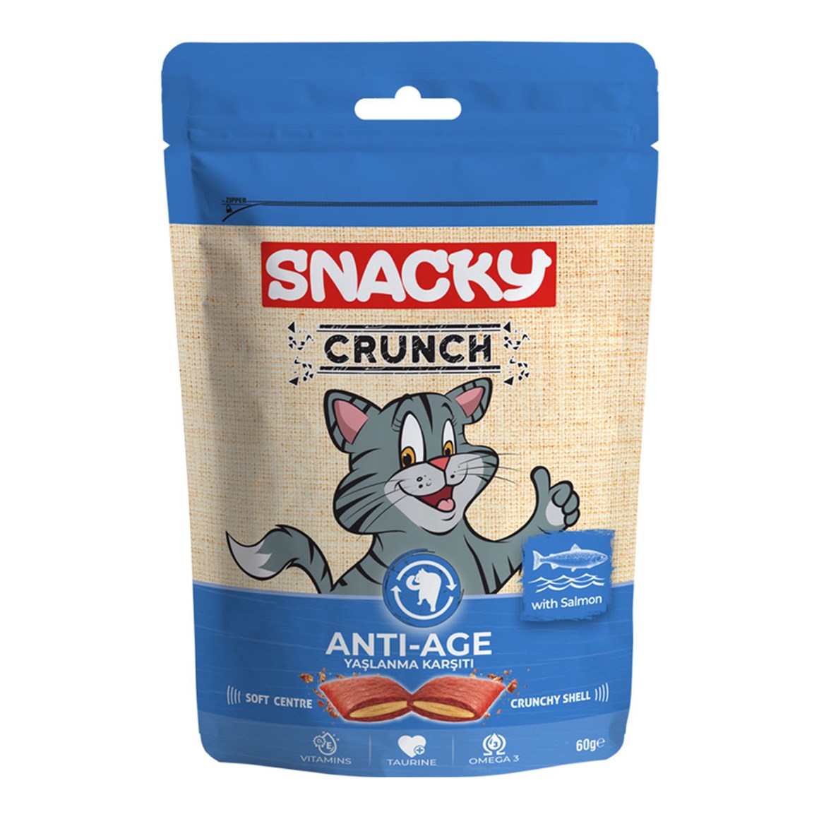 SNACKYSnacky Kedi Crunch Ödül Anti-Age Somonlu