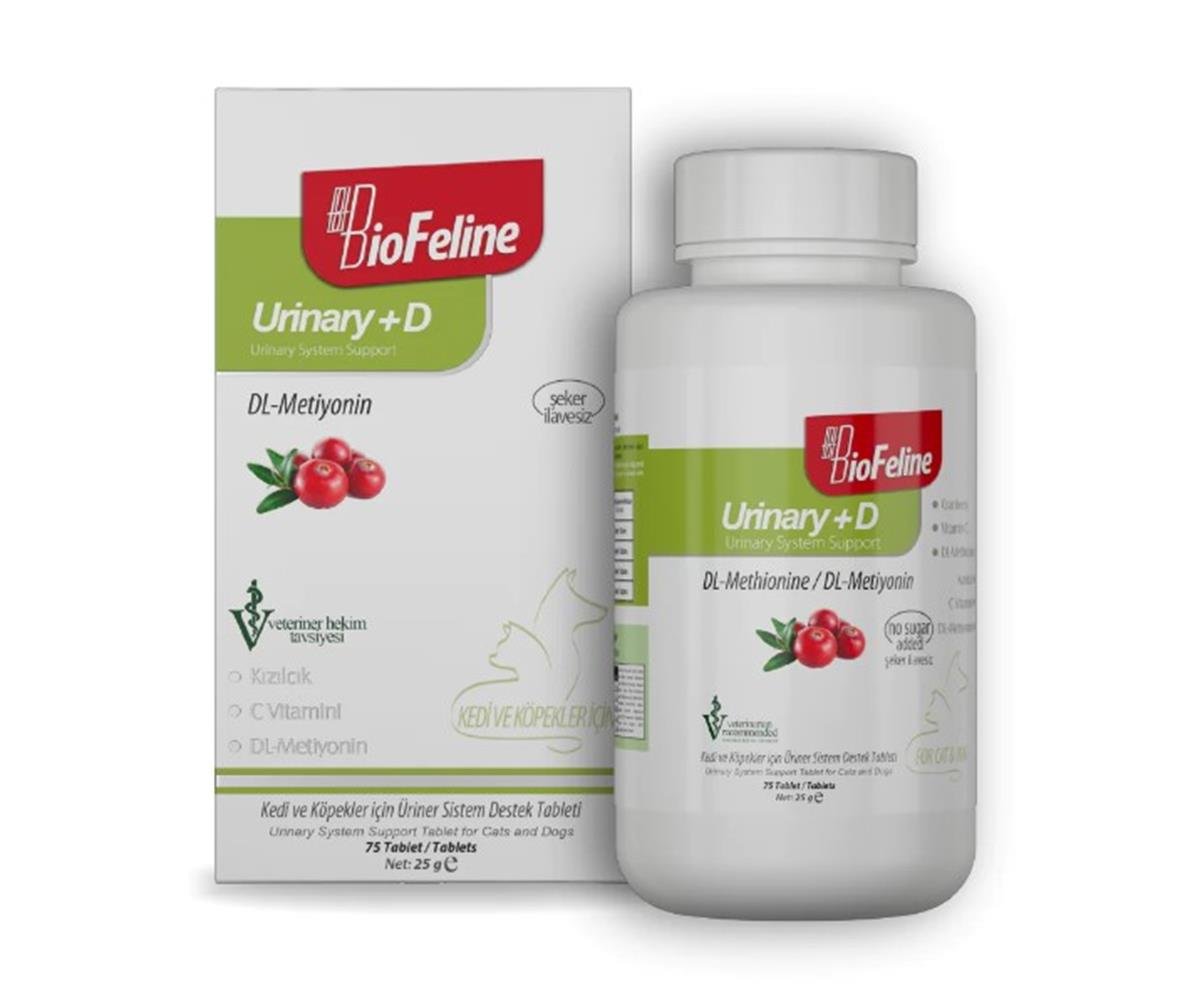 BIOFELİNEUrinary+D Tablet (Kedi Ve Köpekler İçin İdrar Yolu Düzenleyen Bağışıklık Sistemi Güçlendirici Tablet)