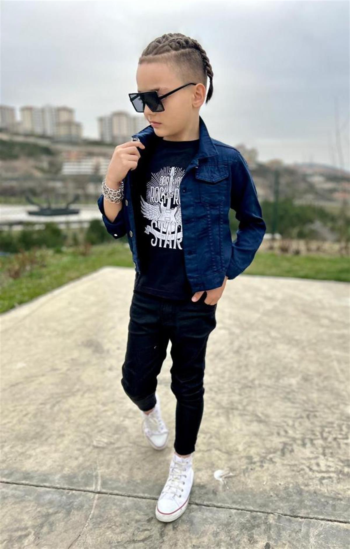 Erkek Çocuk Gabardin 3'lü Takım Lacivert Renk-Erkek Çocuk Alt Üst Takım-Bebegimindolabinda.com