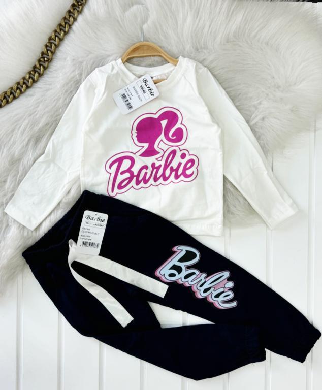 Kız Çocuk Barbi Lacivert Altlı Pijama Takımı-Kız Çocuk Alt Üst Takım-Bebegimindolabinda.com