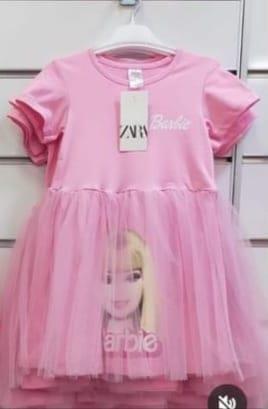 Kız Çocuk Barbi Tüllü Elbise Pembe-Kız Çocuk Elbise-Bebegimindolabinda.com