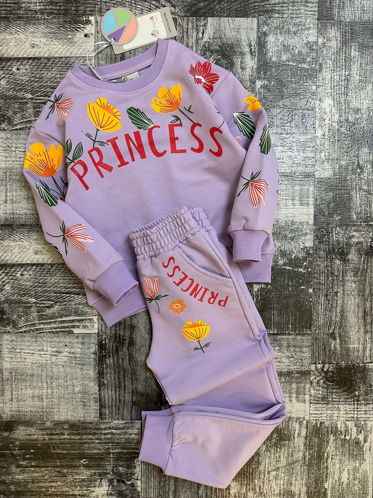Kız Çocuk Eşofman Takımı Lila Princess Eşofman Takımı-Kız Çocuk Alt Üst Takım-Bebegimindolabinda.com