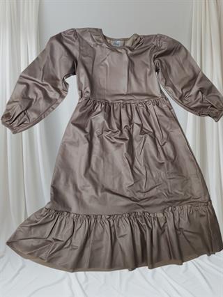 Kız Çocuk Deri Elbise Taş Rengi-Kız Çocuk Elbise-Bebegimindolabinda.com