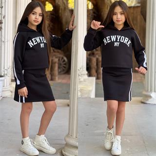 Kız Çocuk Elbiseli Siyah Takım-Kız Çocuk Elbise-Bebegimindolabinda.com