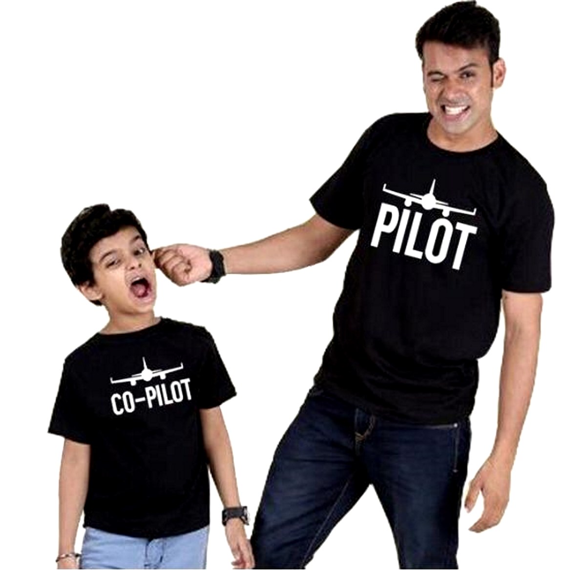 Baba veya Oğul Siyah T-Shirt Pilot / Co-Pilot - BebegiminDolabinda.com