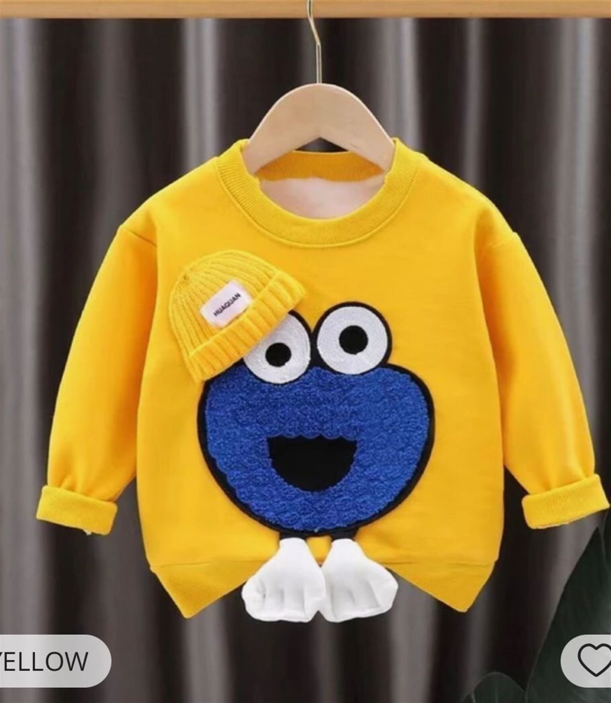 Erkek Çocuk 3 Boyutlu Sevimli 3 ip Eşofman Takım Sarı-Erkek Çocuk Alt Üst Takım-Bebegimindolabinda.com