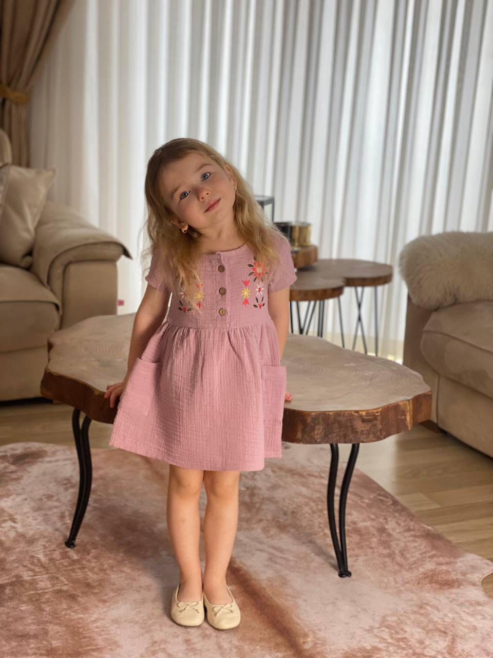Kız Çocuk Bohem Elbise pembe Renk-Kız Çocuk Elbise-Bebegimindolabinda.com