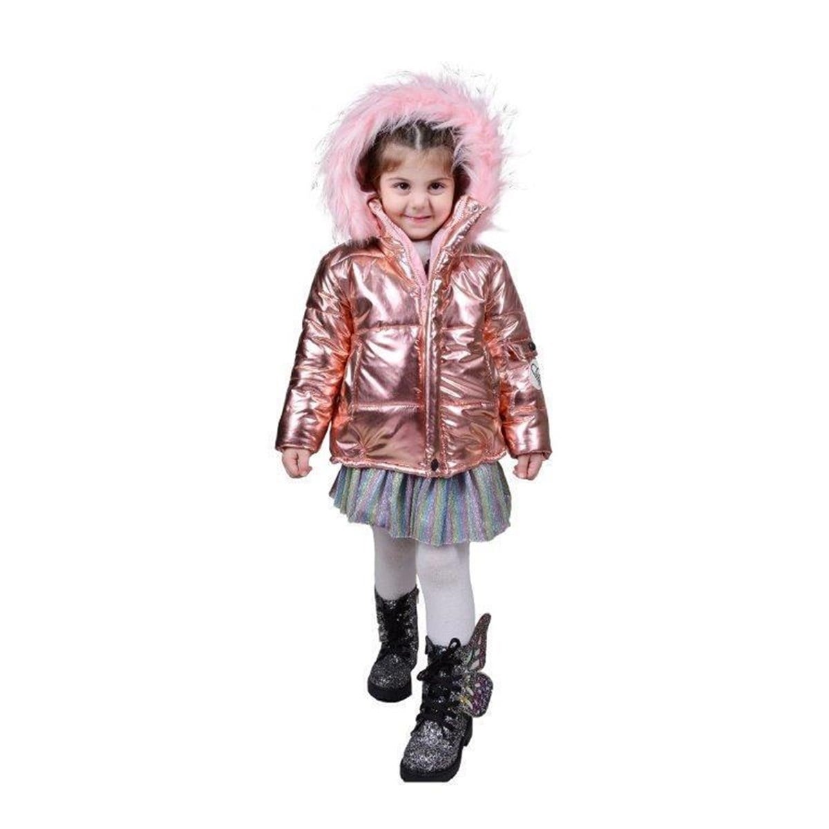 Kız Çocuk Elyaf Dolgulu Pembe Renkli Mont-Kız Çocuk Tek Alt & Üst-Bebegimindolabinda.com