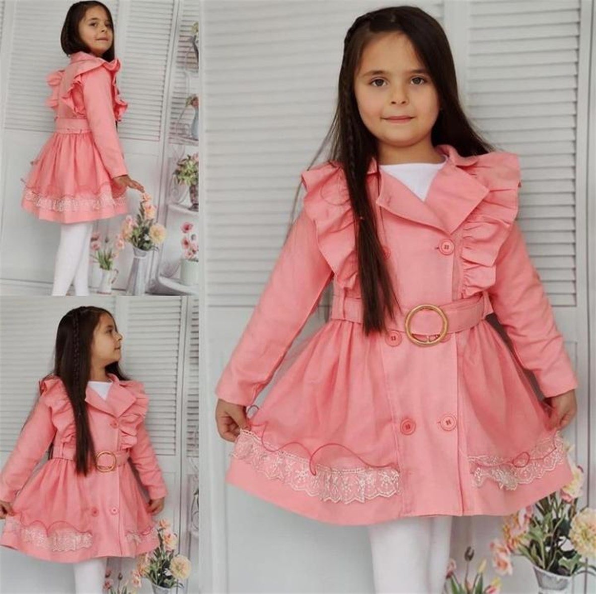 Kız Çocuk Pembe Trençkot-Kız Çocuk Tek Alt & Üst-Bebegimindolabinda.com