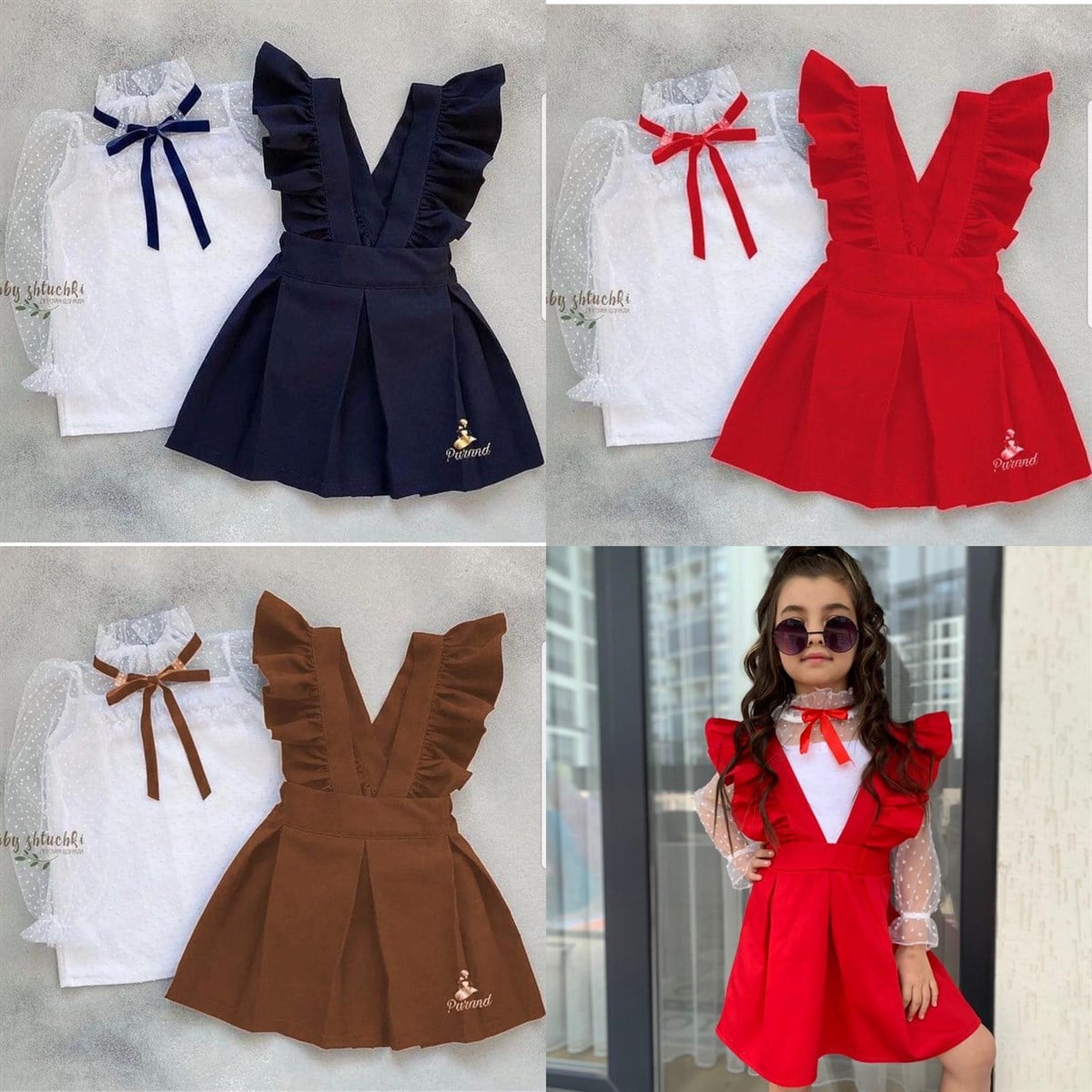 Kız Çocuk Slopetli 2'li Takım Kırmızı-Kız Çocuk Alt Üst Takım-Bebegimindolabinda.com