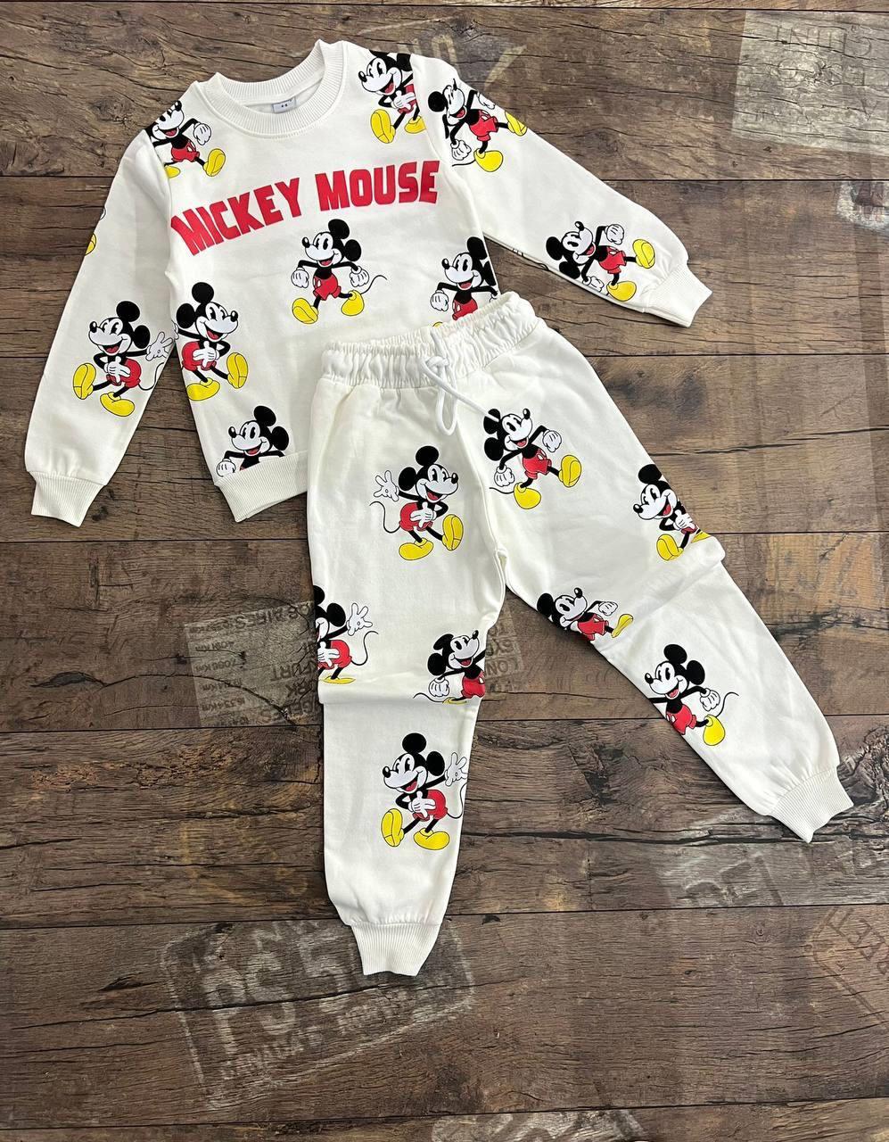 Unisex Çocuk Eşofman Takımı Beyaz Mickey-Erkek Çocuk Alt Üst Takım-Bebegimindolabinda.com