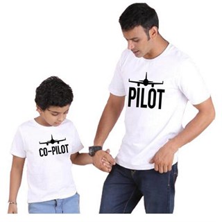 Baba veya Oğul Beyaz T-Shirt Pilot / Co-Pilot-Erkek Çocuk Mont-Bebegimindolabinda.com