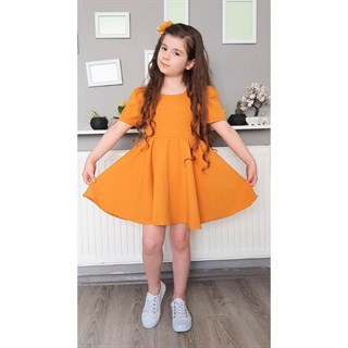 Kız Çocuk Hardal Sarı Elbise-Kız Çocuk Elbise-Bebegimindolabinda.com