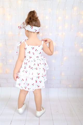 Kız Çocuk Kirazlı Elbise-Kız Çocuk Elbise-Bebegimindolabinda.com