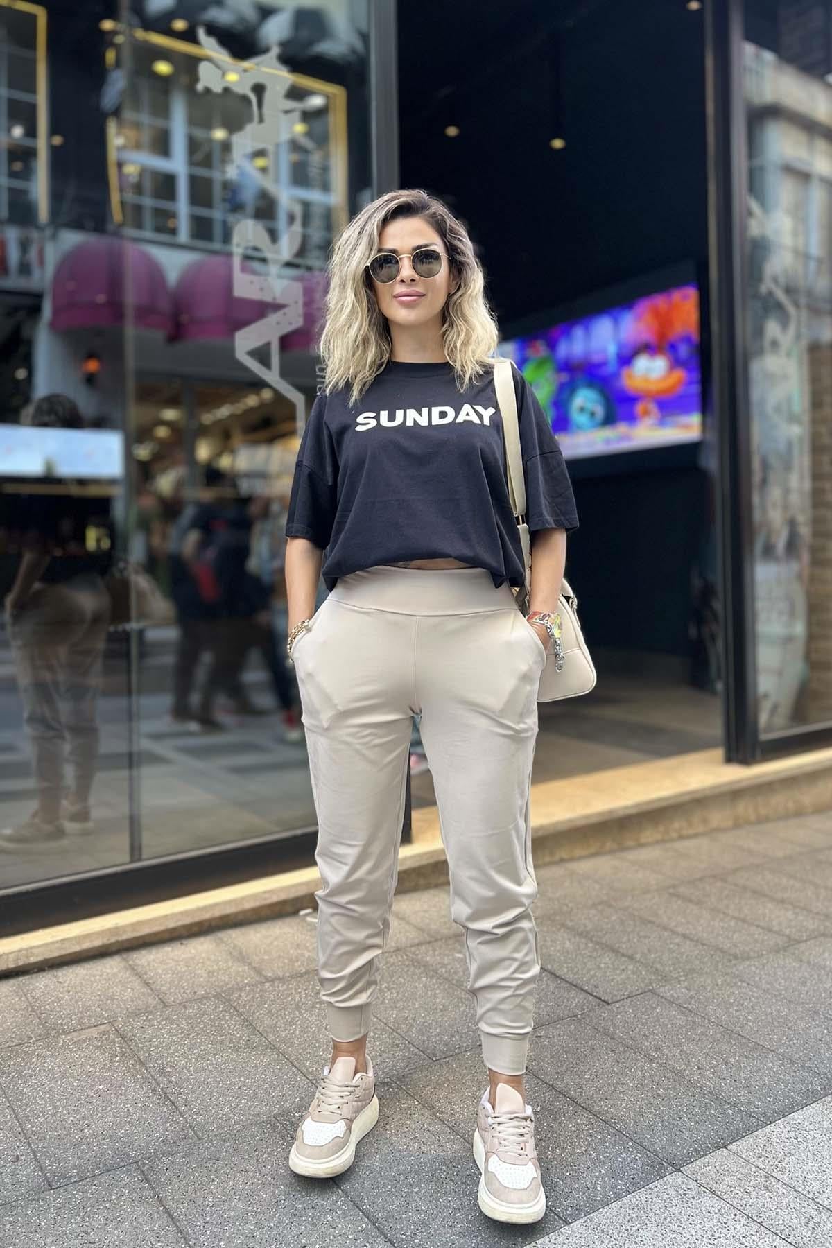 Eswomes Cep Detalı Rahat Tayt Krem