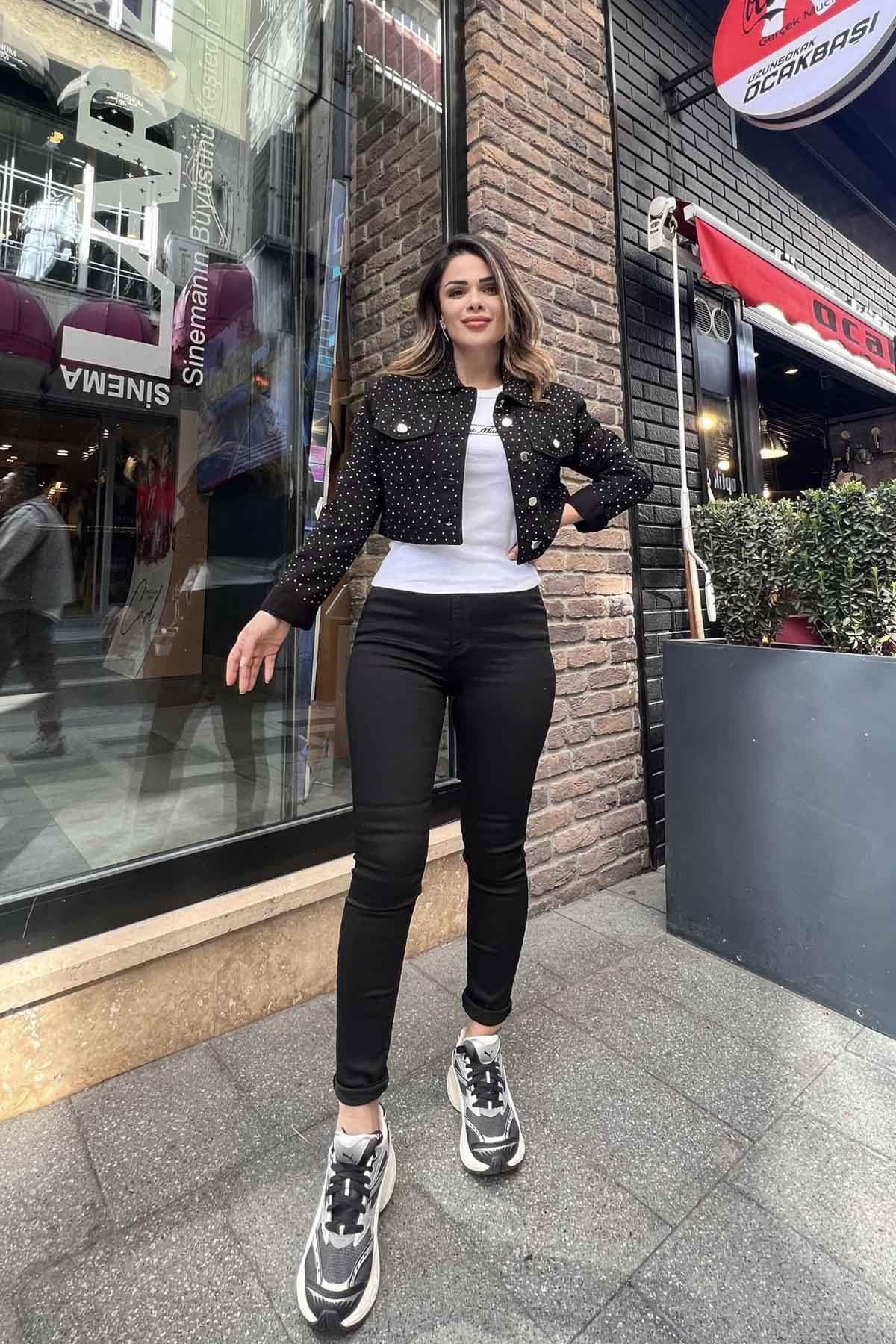 Eswomes Yüksek Bel Skinny Jean Siyah