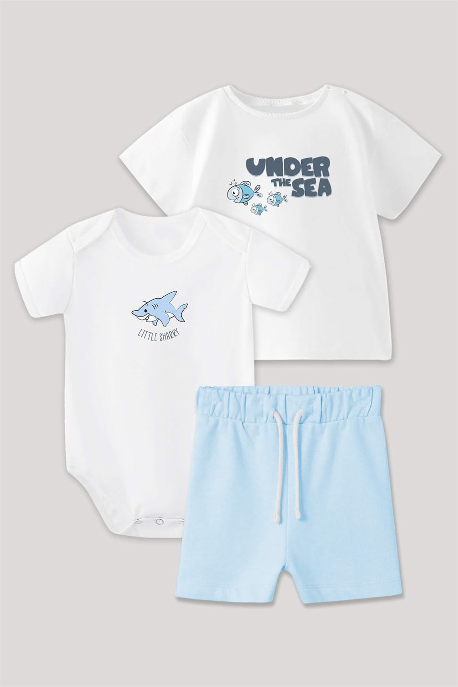 Under the Sea Bebek Tişört  Body Şort Üçlü Set