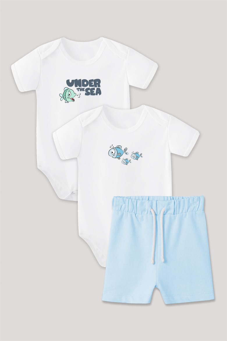 Under the Sea Bebek Body Şort Üçlü Set