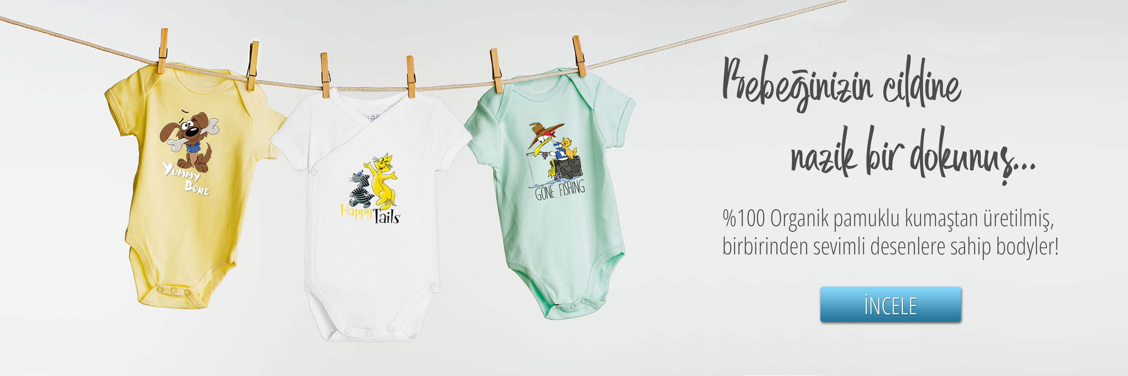 %100 Organik Pamuklu Bebek Body