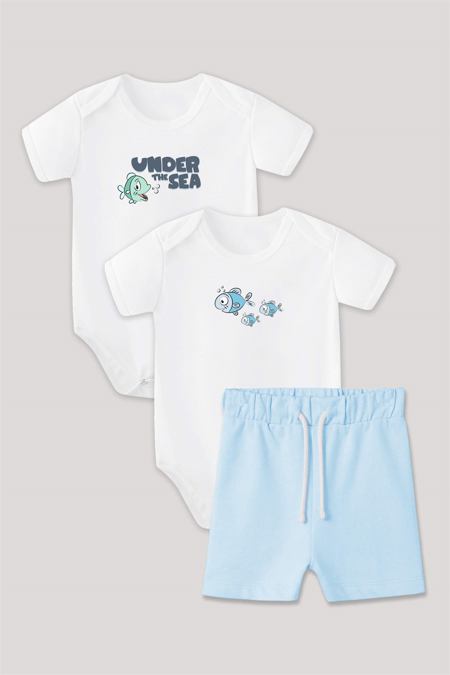 Under the Sea Bebek Body Şort Üçlü Set