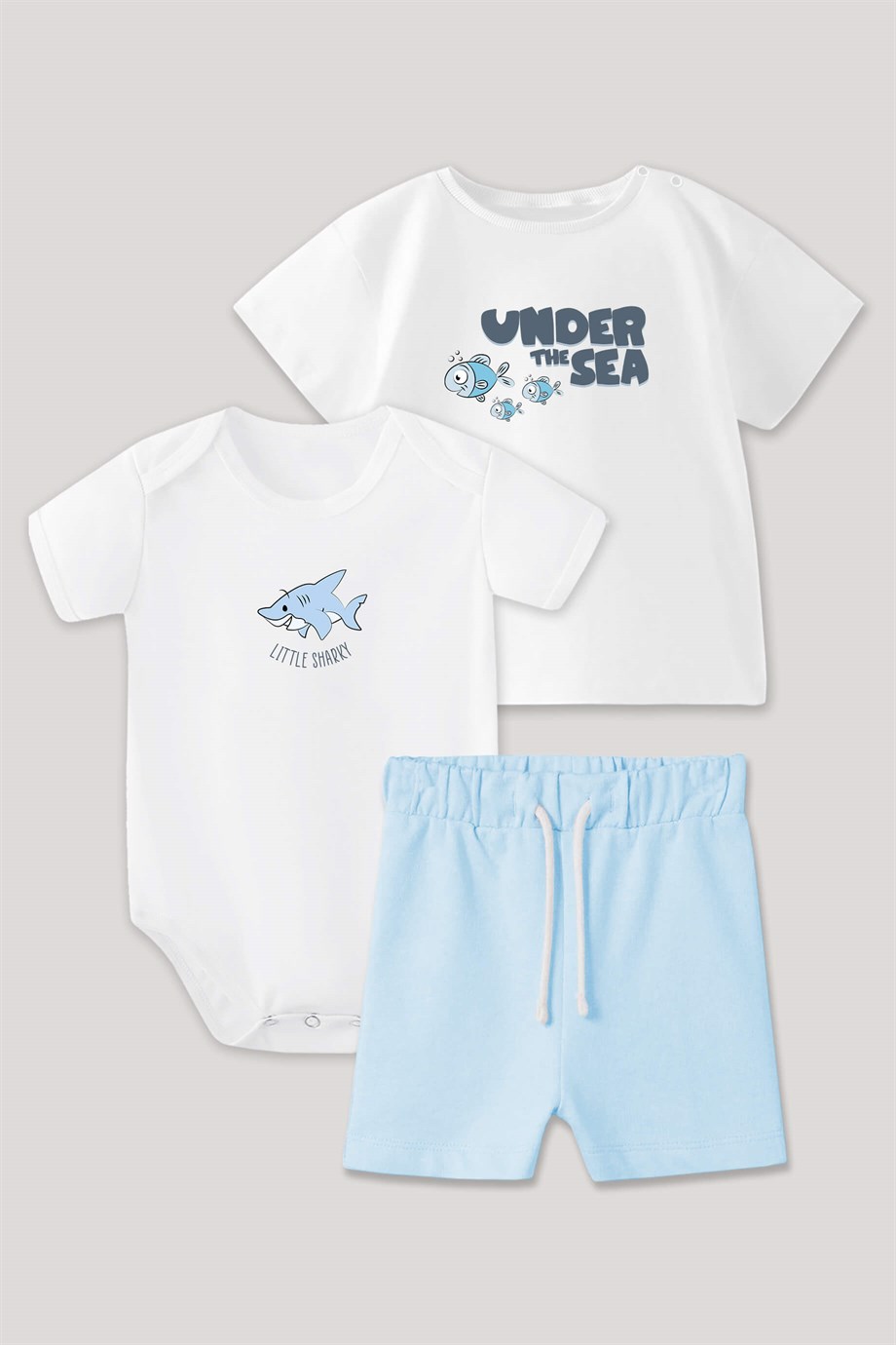 Under the Sea Bebek Tişört  Body Şort Üçlü Set