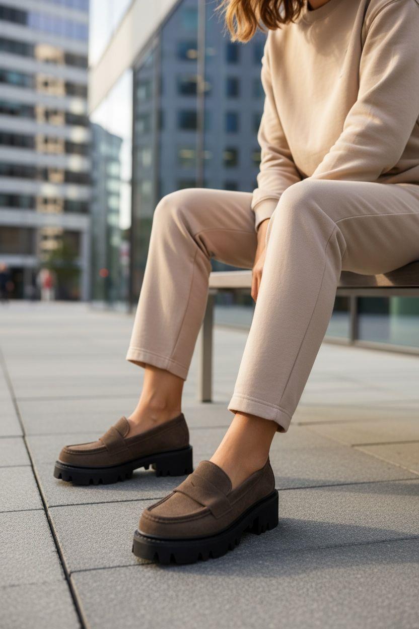 Kahve   Renk cm taban yüksekliğine sahip, rahat ve şık süet loafer model. Günlük kullanım için idealdir