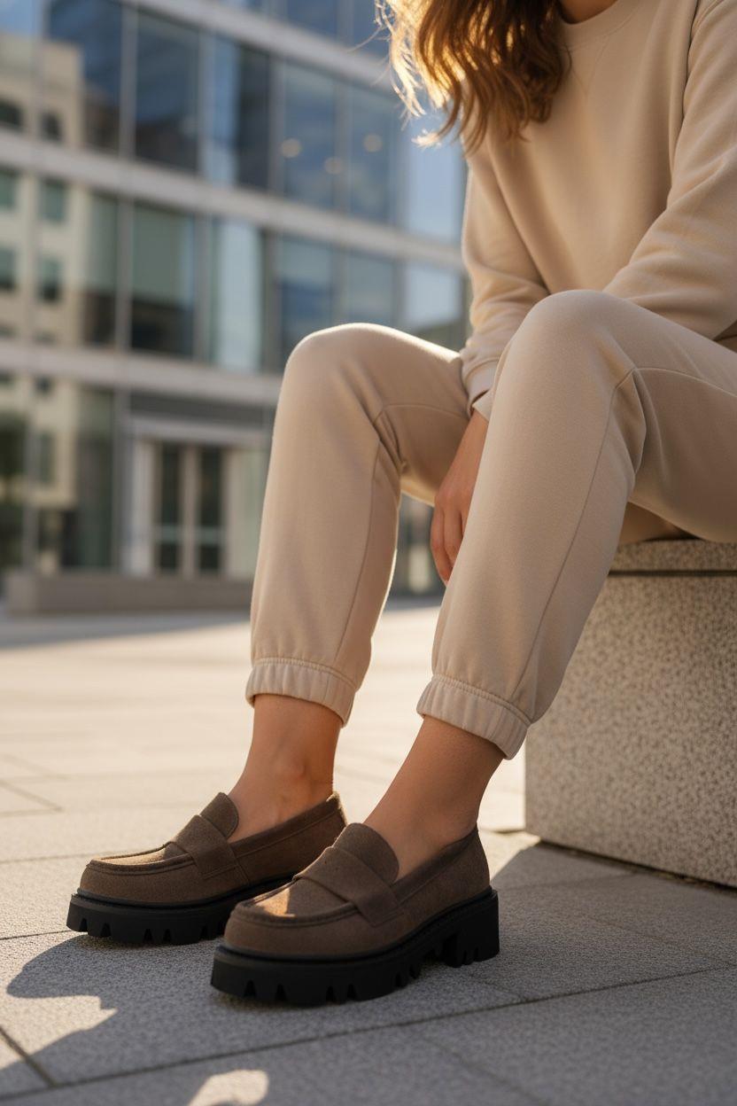 Kahve   Renk cm taban yüksekliğine sahip, rahat ve şık süet loafer model. Günlük kullanım için idealdir