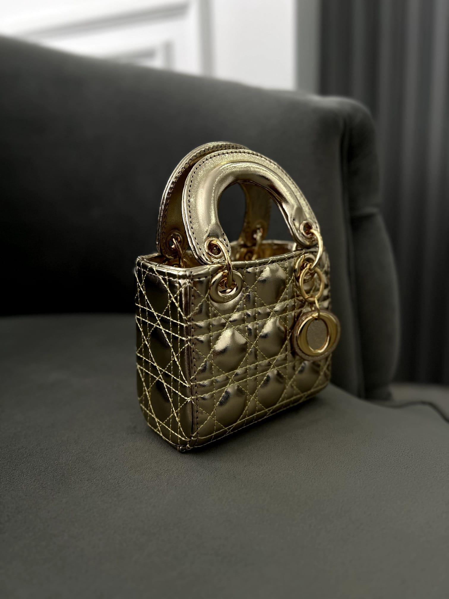 Mini Gold Çanta – Mat Deri Zincir Askılı