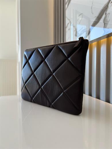 Acı kahve Kapitone Şık Clutch  Zarif ve Minimal Tasarım