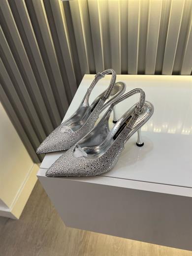 ADELA GÜMÜŞ SATEN TAŞ DETAY KADIN TOPUKLU