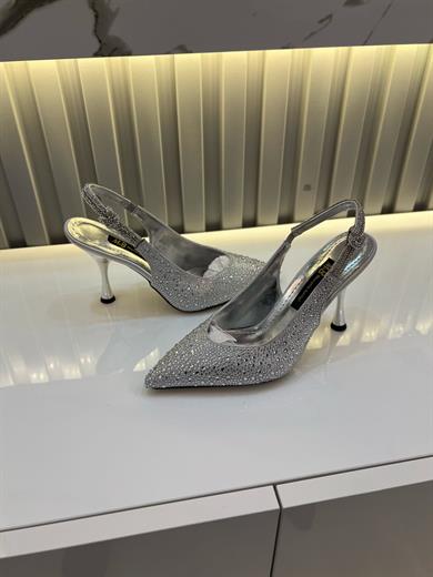 ADELA GÜMÜŞ SATEN TAŞ DETAY KADIN TOPUKLU