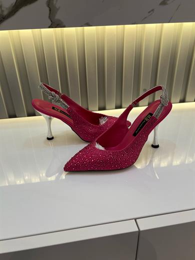 ADELA PEMBE SATEN TAŞ DETAY KADIN TOPUKLU