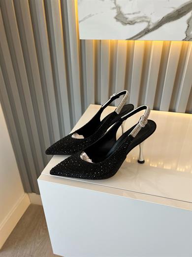 ADELA SİYAH SATEN TAŞ DETAY KADIN TOPUKLU