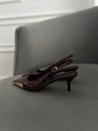 Bordo renk 5 CM topuklu şık kadın ayakkabı. 36-43 numara.