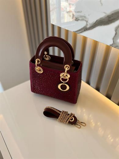 DİAMOND TAŞLİ ÇANTA BORDO RENK