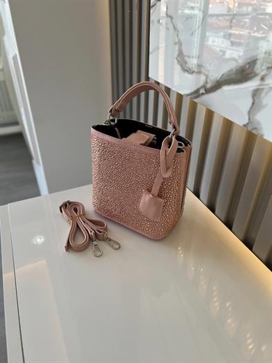 DİAMOND TAŞLİ ÇANTA PUDRA RENK