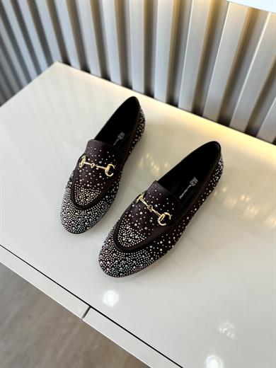 JANELLA ACI KAHVE SUET TAŞ DETAY KADIN BABET