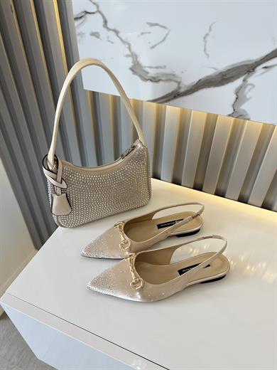 LAUREL TAŞ DETAYLI BEJ RENK KADIN ÇANTA BABET KOMBİN